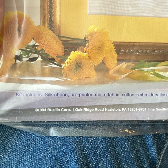 Vintage Bucilla Silk Ribbon Embroidery Kit March Daffodil Flower NOS NIP 90s - Picture 7 of 8